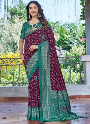 Looking These Traditinol Party Wear Saree in Fine Colored.These Saree Velvet Tussar Silk And Blouse is Fabricated On Velvet Tussar Silk Pair.Its Beautified With Woven Pallu Border Designer With Bandhani Printed.