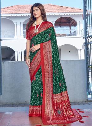 Looking These Traditinol Party Wear Saree in Fine Colored.These Saree Velvet Tussar Silk And Blouse is Fabricated On Velvet Tussar Silk Pair.Its Beautified With Woven Pallu Border Designer With Bandhani Printed.