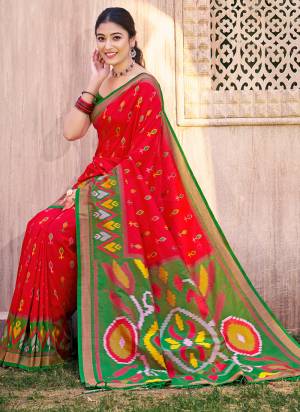 Garb These Fastive And Party Wear Saree in Fine Colored.These Saree And Blouse is Fabricated On Pochampalli Silk.Its Beautified With Woven Designer.