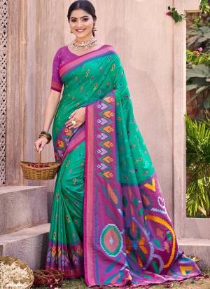 Garb These Fastive And Party Wear Saree in Fine Colored.These Saree And Blouse is Fabricated On Pochampalli Silk.Its Beautified With Woven Designer.