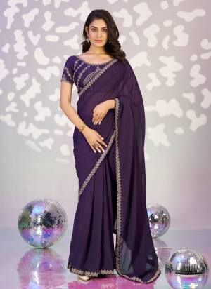Attractive These Party Wear Ready To Wear Saree in Fine Colored Pair With Blouse.These Saree Are Moss Chiffon and Blouse Are Fabricated On Art Silk.Its Beautified With Solid With Embroidery Work Blouse And Lace Border Designer.