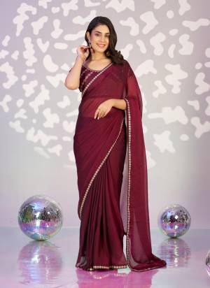Attractive These Party Wear Ready To Wear Saree in Fine Colored Pair With Blouse.These Saree Are Moss Chiffon and Blouse Are Fabricated On Art Silk.Its Beautified With Solid With Embroidery Work Blouse And Lace Border Designer.