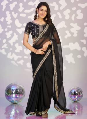 Attractive These Party Wear Ready To Wear Saree in Fine Colored Pair With Blouse.These Saree Are Simmer Chiffon and Blouse Are Fabricated On Art Silk.Its Beautified With Solid With Embroidery Work Blouse And Lace Border Designer.