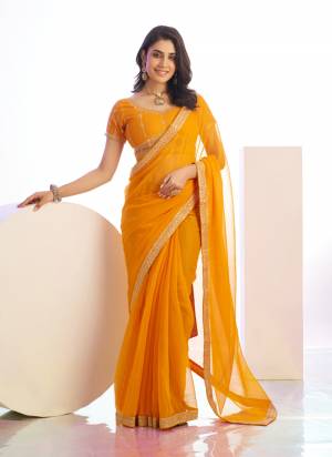 Attractive These Party Wear Ready To Wear Saree in Fine Colored Pair With Blouse.These Saree Are Simmer Chiffon and Blouse Are Fabricated On Art Silk.Its Beautified With Solid With Embroidery Work Blouse And Lace Border Designer.