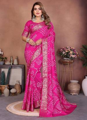 Garb These Festive Party Wear Saree in Fine Colored.These Saree And Blouse is Fabricated On Dola Silk.Its Beautified With Weaving JariBorder Designer With Hand Made Tied Bandhej .