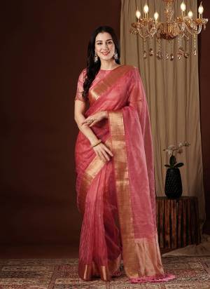 Grab These Party Wear Saree in Fine Colored Pair With Blouse.These Saree and Blouse Are Fabricated On Organza.Its Beautified With Woven Jari Designer.