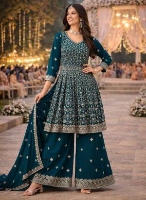 Attrective These Beautiful Looking Readymade Plazzo Suits.These Top And Bottom Are Georgette And Georgette Dupatta Fabricated.Its Beautified  With Disigner Heavy Embroidery Work.