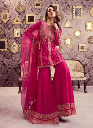 Garb These Suit in Fine Colored Pair With Bottom And Dupatta.These Top Are Chanderi And Bottom Are Fabricated On Chanderi Pair With Net Dupatta.Its Beautified With Designer Embroidery Work.