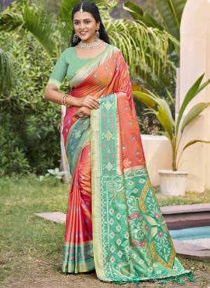 Garb These Fastive And Party Wear Saree in Fine Colored.These Saree And Blouse is Fabricated On Pochampalli Silk.Its Beautified With Woven Designer.
