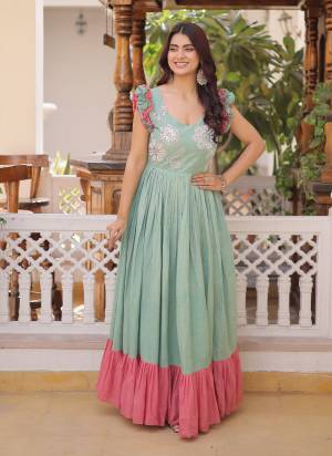 Attactive These Beautiful Looking Readymade Long Gown.These Gown Are Cotton Fabricated.Its Beautified With Designer Multy Thread,Sequance Embroidery,Beads Work.