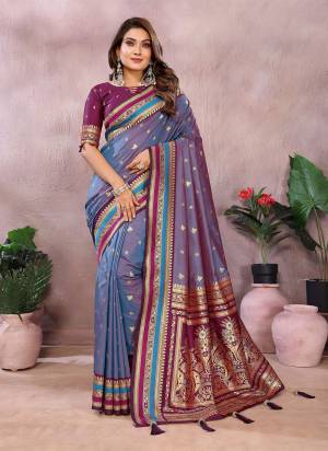 Attractive These Festive Party Wear Saree in Fine Colored.These Saree And Blouse is Fabricated On Handloom Silk.Its Beautified With Weaving Jari Designer.