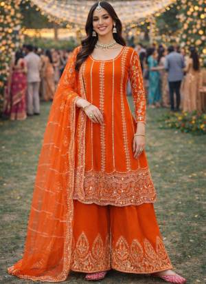  Looking These Party Wear Suit in Free Size Stitched Fine Colored Pair With Bottom And Dupatta.These Top Are Chinon And Dupatta Are Fabricated On Net Pair With Chinon Bottom.Its Beautified With Designer Mirror Embroidery Work.