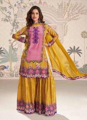 Looking These Party Wear Free Size Stitched Plazzo Suit in Fine Colored Pair With Dupatta.These Top And Bottom Are Crepe Silk And Dupatta Are Chiffon And Pair With Santoon Inner.Its Beautified With Printed Designer With Mirror Embroidery Work.