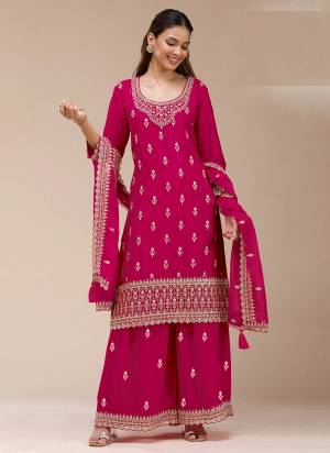 Garb These Party Wear Designer Plazzo Suits in Fine Colored Pair With Dupatta.These Top Are Georgette And Dupatta Are Fabricated On Georgette Pair With Georgette Bottom.Its Beautified With Designer Embroidery Work.