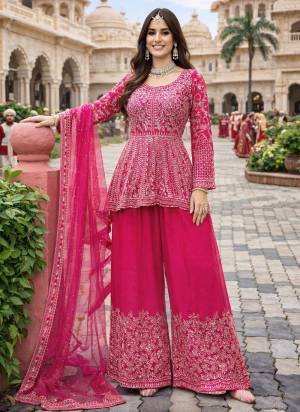  Looking These Party Wear Suit in Fine Colored Pair Plazzo With Dupatta.These Top And Bottom Are Chinon And Dupatta Are Fabricated On Net Pair.Its Beautified With Designer Mirror Embroidery Work.