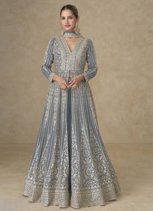 Attractive These Party Wear Free Size Stitched Anarkali Suit in Fine Colored Pair With Dupatta.These Top And Bottom Are Chinon And Dupatta Are Chinon And Pair With Crepe Inner.Its Beautified With Heavy Designer Embroidery Work.