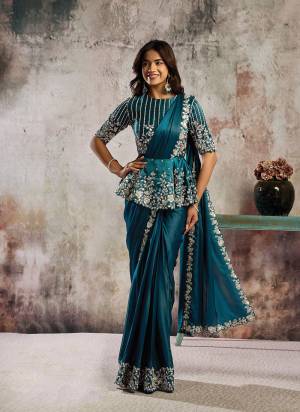 Look Attrective These Designer Party Wear Ready To Wear Saree With Blouse in Fine Colored.These Saree Are Lustrous Satin And Blouse Satin Silk is Fabricated.Its Beautified Heavy Fancy Desiger Embroidery With Hand Work .