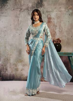 Look Attrective These Designer Party Wear Ready To Wear Saree With Blouse in Fine Colored.These Saree Are Lustrous Satin And Blouse Satin Silk is Fabricated.Its Beautified Heavy Fancy Desiger Embroidery With Hand Work .