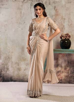 Look Attrective These Designer Party Wear Ready To Wear Saree With Blouse in Fine Colored.These Saree Are Two Tone Glossy Satin And Blouse Satin Silk is Fabricated.Its Beautified Heavy Fancy Desiger Embroidery With Hand Work .