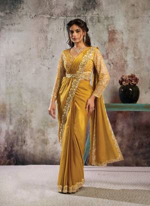 Look Attrective These Designer Party Wear Ready To Wear Saree With Blouse in Fine Colored.These Saree Are Lustrous Satin And Blouse Mono Net is Fabricated.Its Beautified Heavy Fancy Desiger Embroidery With Hand Work .