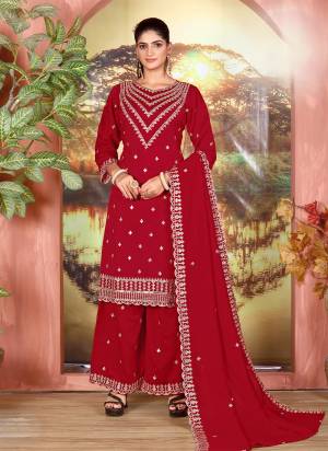 Garb These Party Wear Designer Plazzo Suits in Fine Colored Pair With Dupatta.These Top Are Vichitra And Dupatta Are Fabricated On Vichitra Pair With Vichitra Bottom.Its Beautified With Designer Embroidery Work.