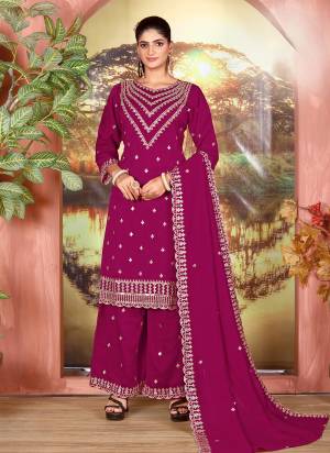 Garb These Party Wear Designer Plazzo Suits in Fine Colored Pair With Dupatta.These Top Are Vichitra And Dupatta Are Fabricated On Vichitra Pair With Vichitra Bottom.Its Beautified With Designer Embroidery Work.