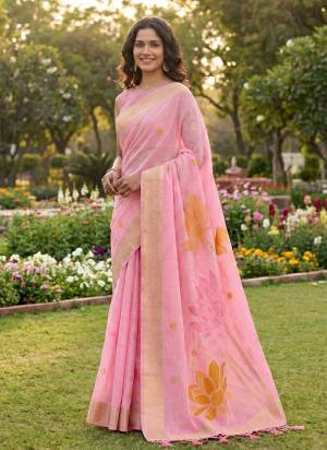 Garb These Fastive And Party Wear Saree in Fine Colored.These Saree And Blouse is Fabricated On Linen Cotton.Its Beautified With Heavy Woven Resham Designer.