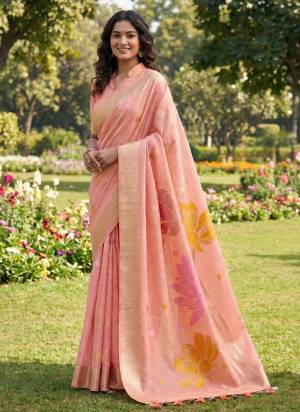 Garb These Fastive And Party Wear Saree in Fine Colored.These Saree And Blouse is Fabricated On Linen Cotton.Its Beautified With Heavy Woven Resham Designer.