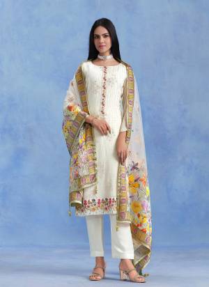 Attractive These Party Wear Salwar Suit in Fine Colored Pair With Bottom And Dupatta.These Top Are Catonic Georgette And Dupatta Are Fabricated On Organza Pair With Santoon Bottom.Its Beautified With Designer Thread Embroidery,Swarovski Work With Digital Brasso Printed Dupatta.