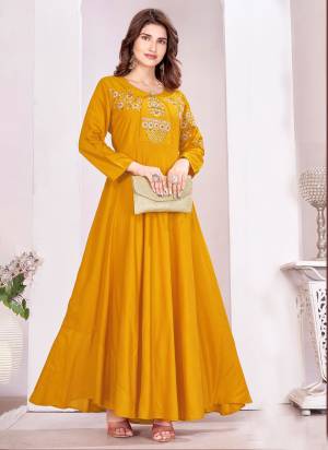 Grab These Beautiful Looking Readymade Gown.These Gown is Fabricated On Muslin.Its Beautified With Designer Embroidery Work.