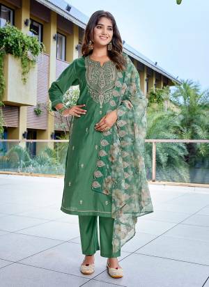 Attractive These Beautiful Party Wear Designer Readymade Suits.These Top And Bottom Are Viscose Chanderi And Dupatta is Fabricated On Organza.Its Beautified With Designer Embroidery Work,Printed Dupatta.