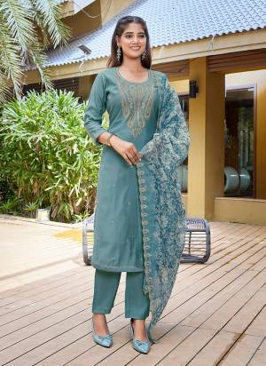 Attractive These Beautiful Party Wear Designer Readymade Suits.These Top And Bottom Are Viscose Chanderi And Dupatta is Fabricated On Organza.Its Beautified With Designer Embroidery Work,Printed Dupatta.