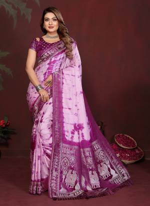 Looking These Festive Party Wear Saree in Fine Colored.These Saree And Blouse is Fabricated On Satin Silk.Its Beautified With Saburi Printed With Woven Jari Designer.
