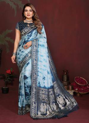 Looking These Festive Party Wear Saree in Fine Colored.These Saree And Blouse is Fabricated On Satin Silk.Its Beautified With Saburi Printed With Woven Jari Designer.