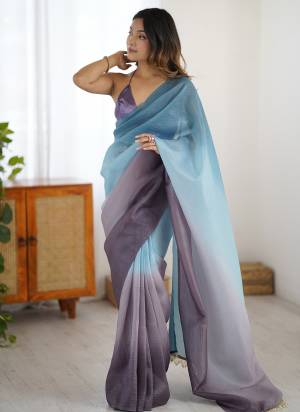 Attrective These Party Wear Ready To Wear Saree in Fine Two Tone Colored.These Saree Are Candy Crush Silk And Blouse is Satin Silk Fabricated.Its Beautified With Pedding Color Solid With Latkan Lace.
