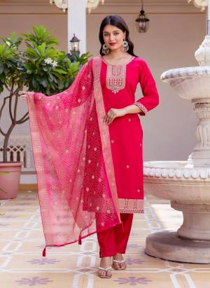 Looking These Suit in Fine Colored Pair With Bottom And Dupatta.These Top Are Viscose Chanderi And Bottom Are Fabricated On Viscose Chanderi Pair With Tabby Dupatta.Its Beautified With Designer Embroidery Work.