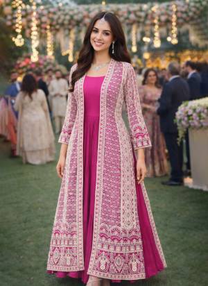  Looking These Party Wear Fine Colored Pair Gown With Jacket.These Gown Are Chinon And Jacket Are Fabricated On Chinon.Its Beautified With Designer Heavy Embroidery Work.