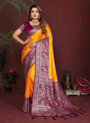 Garb These Festive Party Wear Saree in Fine Colored.These Saree And Blouse is Fabricated On Satin Silk.Its Beautified With Woven Jari Designer.