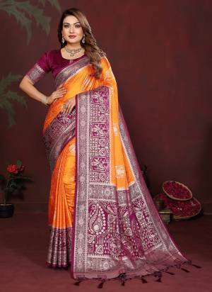Garb These Festive Party Wear Saree in Fine Colored.These Saree And Blouse is Fabricated On Satin Silk.Its Beautified With Woven Jari Designer.