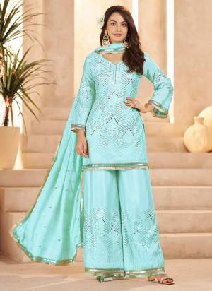 Looking These Beautiful Looking Readymade Plazzo Suits.These Top Are Chinon And Bottom Are Chinon And Dupatta Are Chinon Fabricated.Its Beautified With Designer Viscose Thread,Sequance Embroidery,Mirror Hand Work.