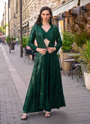 Looking These Fancy Party Wear Free Size Stitched Plazzo Suit With Shrug in Fine Colored Pair.These Top And Bottom Are Georgette And Pair With Georgette Shrug Fabric.Its Beautified With Heavy Designer Sequance Embroidery Work.