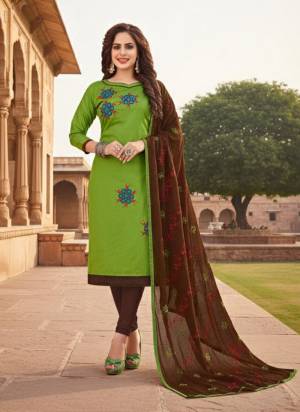 Garb These Disigner Suit in Fine Colored Pair With Bottom And Dupatta.These Top Are Cotton Slub And Dupatta Are Fabricated On Nazmin Pair With Cotton Bottom.Its Beautified With Designer Embroidery Work.