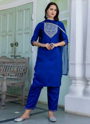 Looking These Beautiful Readymade Suits With Dupatta.These Suit is Fabricated On Top Are Silk Blend And Bottom Are Silk Blend And Nazmin Dupatta .Its Beautified With Designer Embroidery Work.