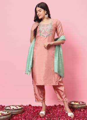 Garb These Beautiful Readymade Suits With Dupatta.These Suit is Fabricated On Top Are Silk Blend And Bottom Are Silk Blend And Silk Dupatta .Its Beautified With Designer Embroidery Work.