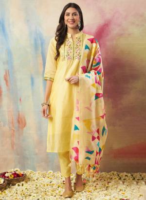 Garb These Beautiful Readymade Suits With Dupatta.These Suit is Fabricated On Top Are Chanderi Modal And Bottom Are Santoon And Nazmin Dupatta .Its Beautified With Designer Embroidery Work.