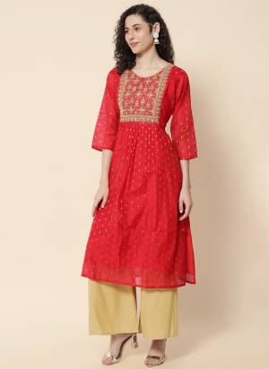 Attrective These Beautiful Looking Readymade Kurti.These Kurti Fabricated On Chanderi Modal.Its Beautified With Woven Butti Designer With Coding Embroidery Work.