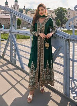 Attractive These Party Wear Free Size Stitched Plazzo Suit in Fine Colored Pair With koti.These Top And Bottom Are Chinon And Dupatta Are Chinon And Pair With Santoon Inner.Its Beautified With Designer Heavy Embroidery Work.