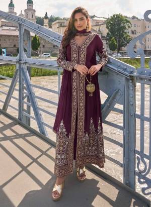 Attractive These Party Wear Free Size Stitched Plazzo Suit in Fine Colored Pair With koti.These Top And Bottom Are Chinon And Dupatta Are Chinon And Pair With Santoon Inner.Its Beautified With Designer Heavy Embroidery Work.