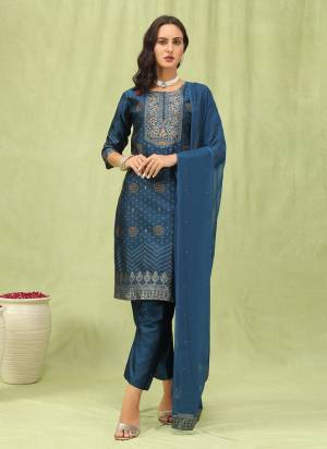 Looking These Beautiful Readymade Suits With Dupatta.These Suit is Fabricated On Top Are Cotton Silk Jacquard And Bottom Are Silk Blend And Nazmeen Dupatta .Its Beautified With Designer Embroidery Work.