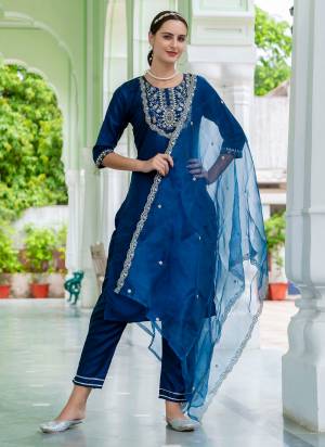 Looking These Beautiful Readymade Suits With Dupatta.These Suit is Fabricated On Top Are Silk Blend And Bottom Are Silk Blend And Silk Dupatta .Its Beautified With Designer Embroidery Work.